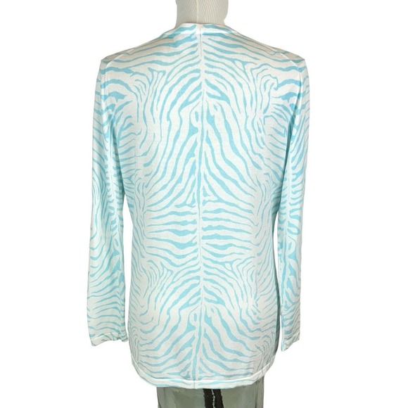 J. McLaughlin Zebra Print Cardigan Light‎ Blue Modal/Cotton Blend Button Up M - Picture 6 of 11